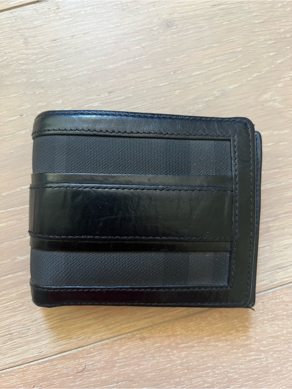 Burberry Classic Black Leather & Fabric Wallet